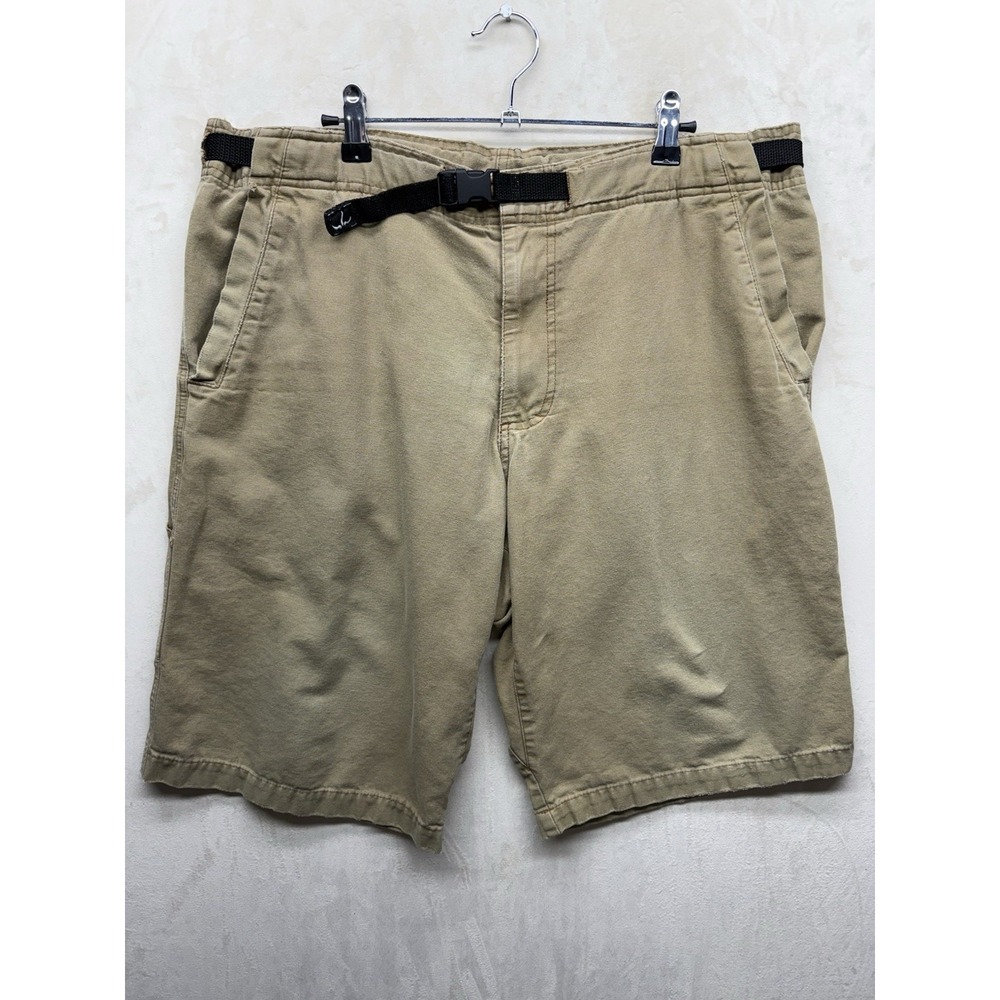 VTG Prana Breathe Canvas Climbing Shorts Mens XL Khaki Belted Gorpcore USA Made